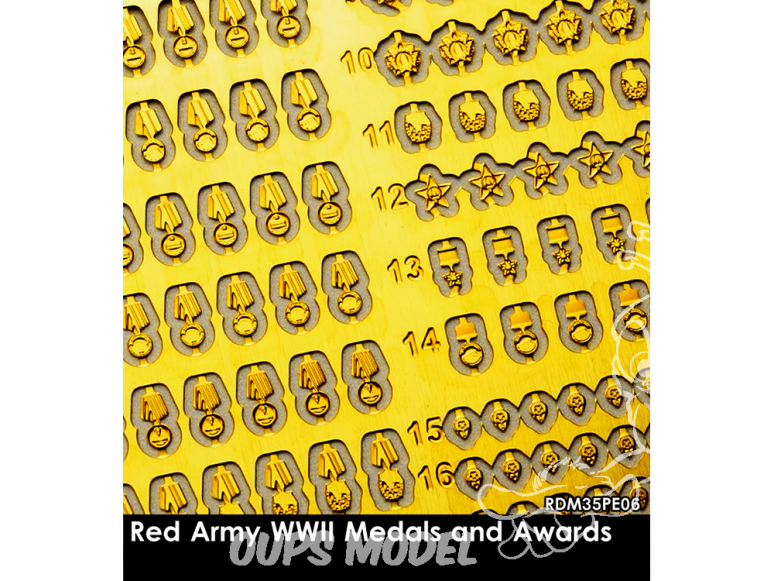 Rado miniatures figurines photodécoupe RDM35PE06 Medailles et récompenses Armée rouge WWII 1/35