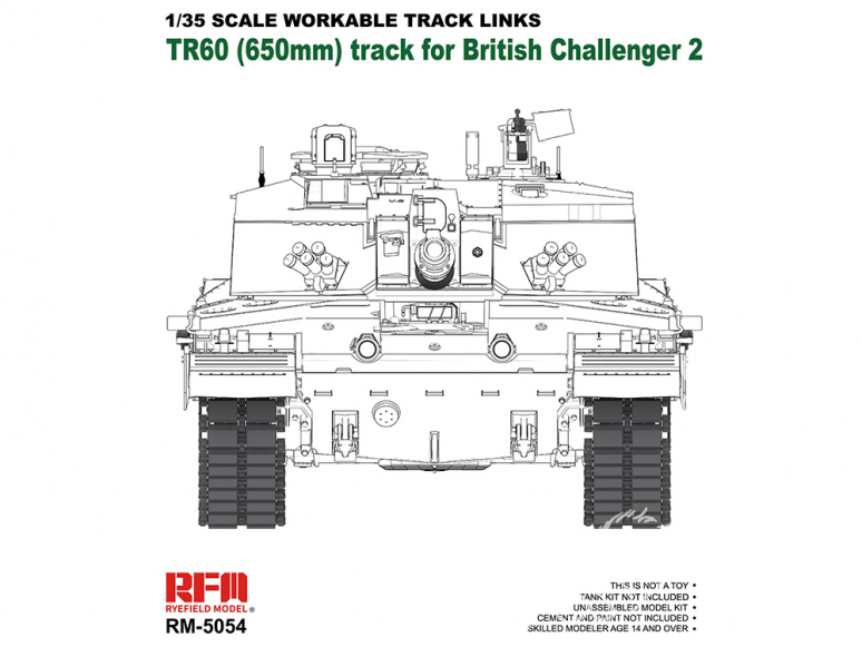 Rye Field Model maquette militaire 5054 Chenilles Challenger 2 Britannique TR60 41 4FS (Chenilles maillon par maillon) 1/35