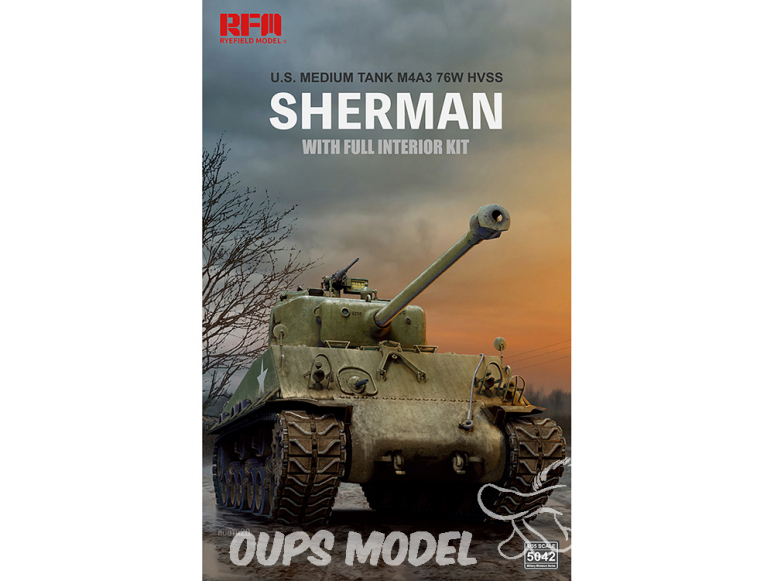 Rye Field Model maquette militaire 5042 Sherman M4A3 76W HVSS avec intérieur complet 1/35