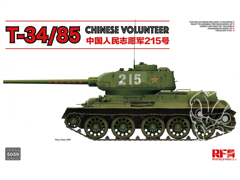 Rye Field Model maquette militaire 5059 T-34/85 Chinese Volunteer 1/35