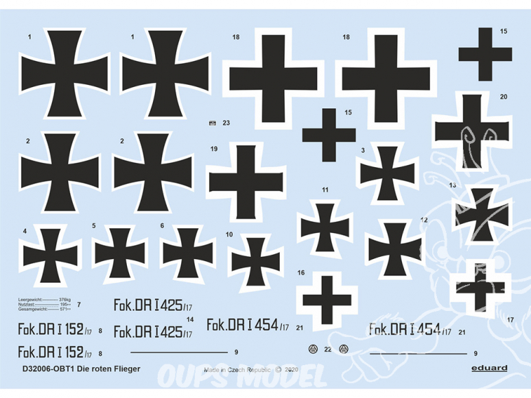 Eduard Decalques avion D32006 Die roten Flieger Fokker Dr.I Meng 1/32