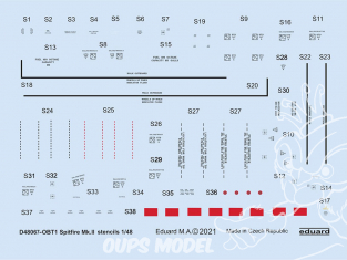 Eduard Decalques avion D48067 Marquages - Stencils Spitfire Mk.II 1/48