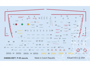 Eduard Decalques avion D48068 Marquages - Stencils P-39 1/48