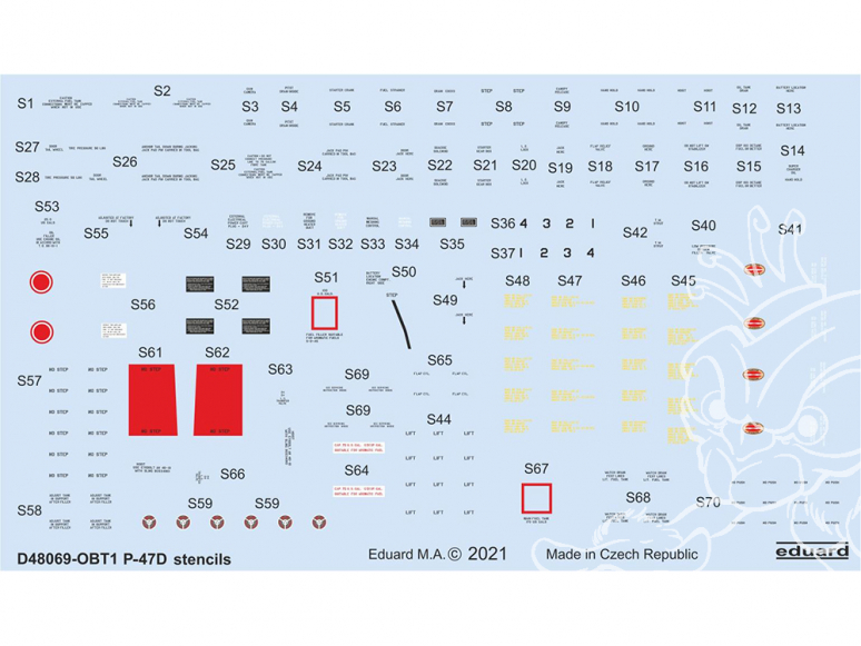 Eduard Decalques avion D48069 Marquages - Stencils P-47D 1/48