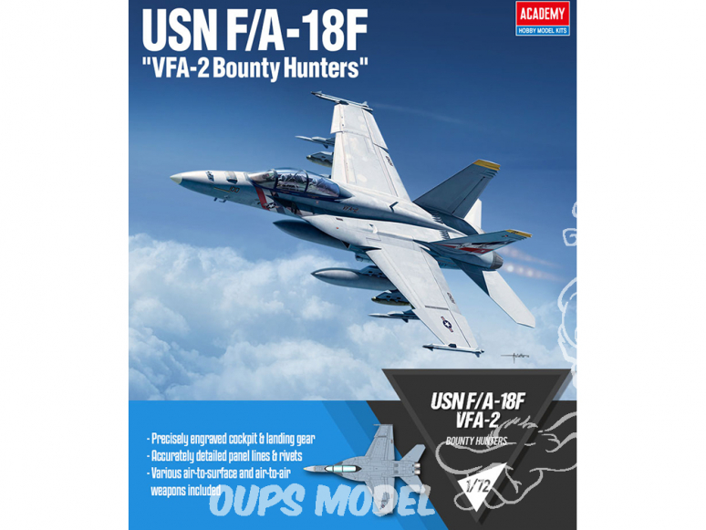 Academy maquette avion 12567 USN F/A-18F VFA-2 Bounty Hunters 1/72