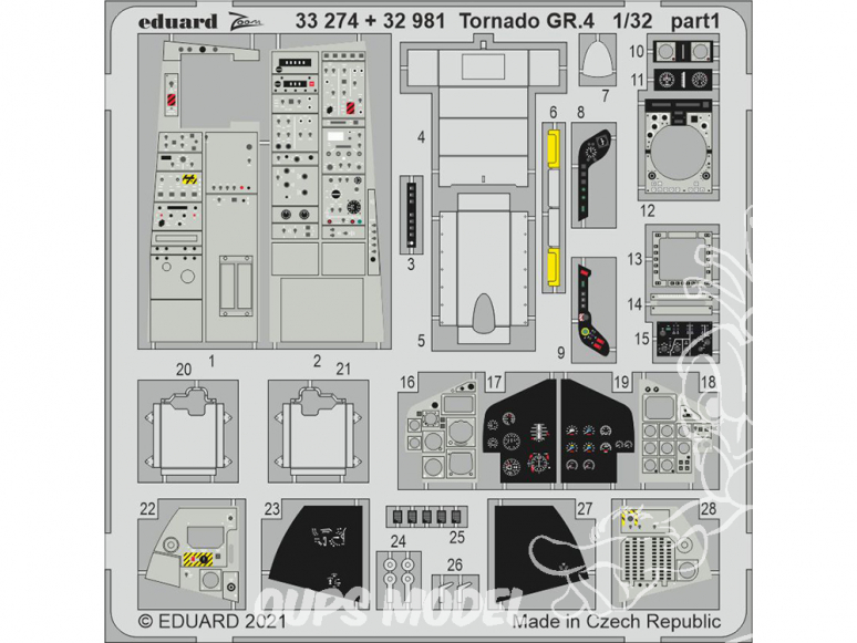 Eduard photodécoupe avion 32981 Intérieur Tornado GR.4 Italeri 1/32