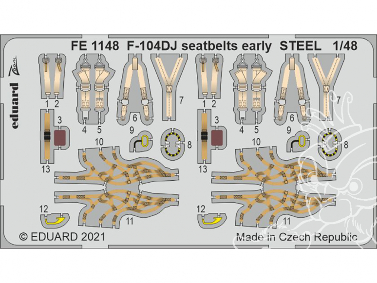 EDUARD photodecoupe avion FE1148 Harnais métal F-104DJ Kinetic 1/48