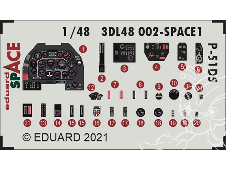 Eduard Space décalques 3D 3DL48002 P-51D-5 Eduard 1/48