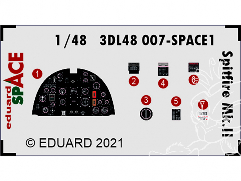 Eduard Space décalques 3D 3DL48007 Spitfire Mk.II Eduard 1/48