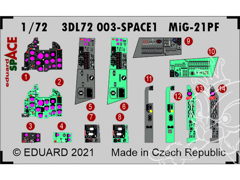 Eduard Space décalques 3D 3DL72003 MiG-21PF Eduard 1/72