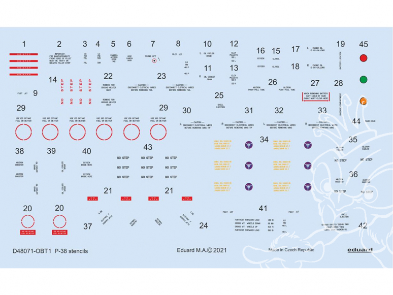 Eduard Decalques avion D48071 Marquages P-38 Tamiya / Academy / Hasegawa 1/48