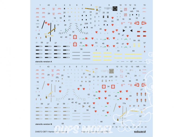 Eduard Decalques avion D48072 Marquages Harrier Gr.7/9 Revell / Hasegawa 1/48