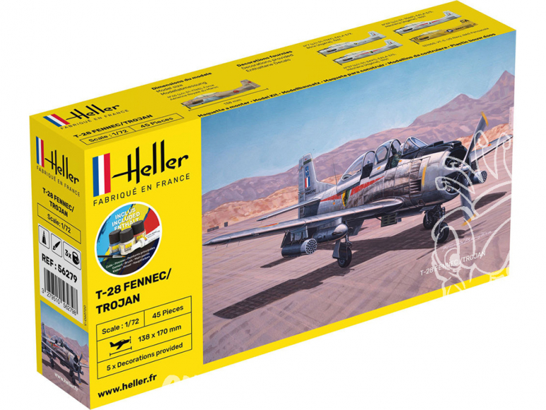 Heller maquette avion 56279 NORTH AMERICAN T-28 FENNEC TROJAN ensemble complet 1/72