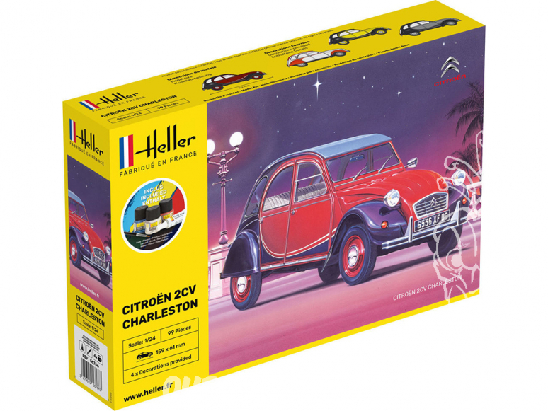 heller maquette voiture 56766 STARTER KIT Citroen 2cv charleston ensemble complet 1/24