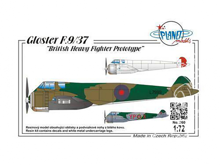 Planet Model PLT260 Gloster F.9/37 British Heavy Fighter Prototype full resine kit 1/72