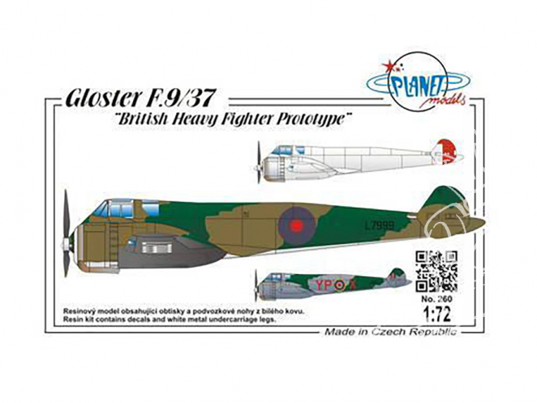 Planet Model PLT260 Gloster F.9/37 British Heavy Fighter Prototype full resine kit 1/72