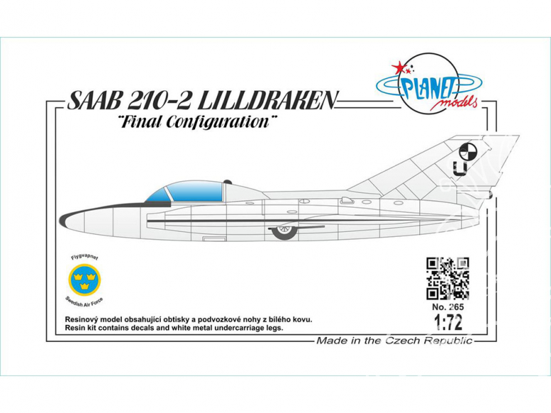 Planet Model PLT265 SAAB 210-2 LILLDRAKEN "Final Configuration" full resine kit 1/72