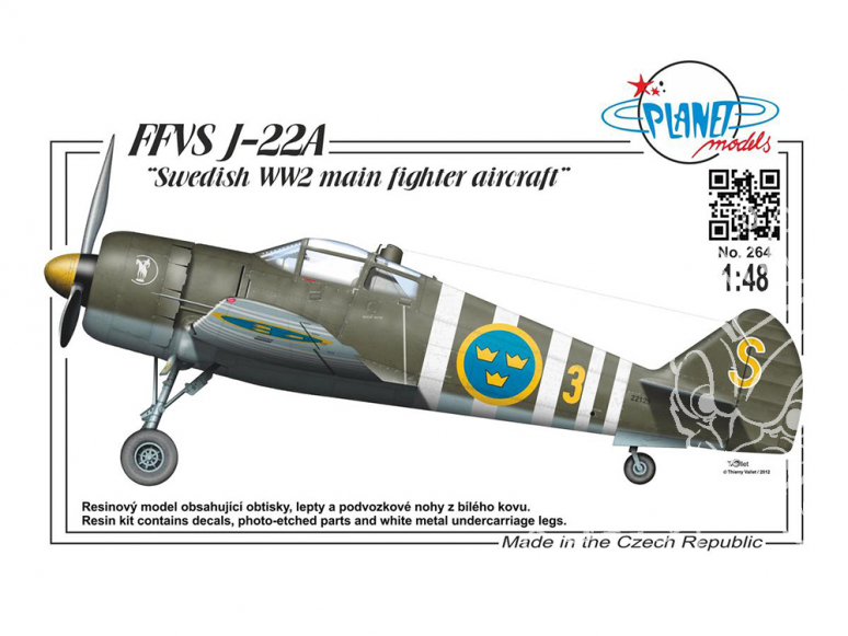 Planet Model PLT264 FFVS J-22A "chasseur principal suédois de la Seconde Guerre mondiale" full resine kit 1/48
