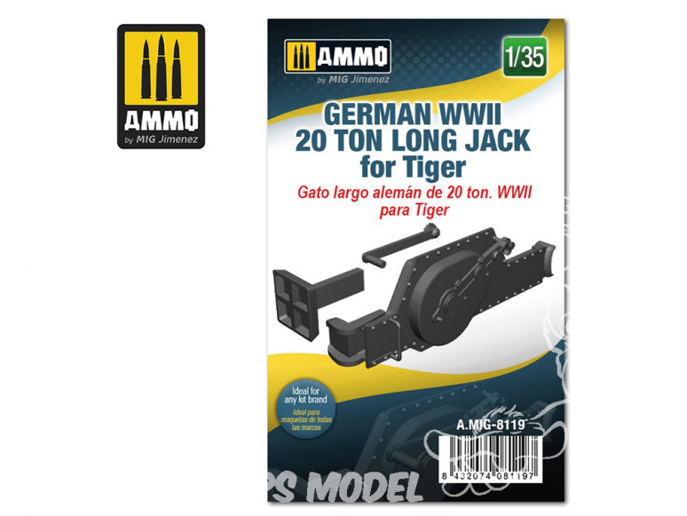 Ammo Mig accessoire 8119 Cric Jack 20 Tonnes long pour Tigre WWII 1/35