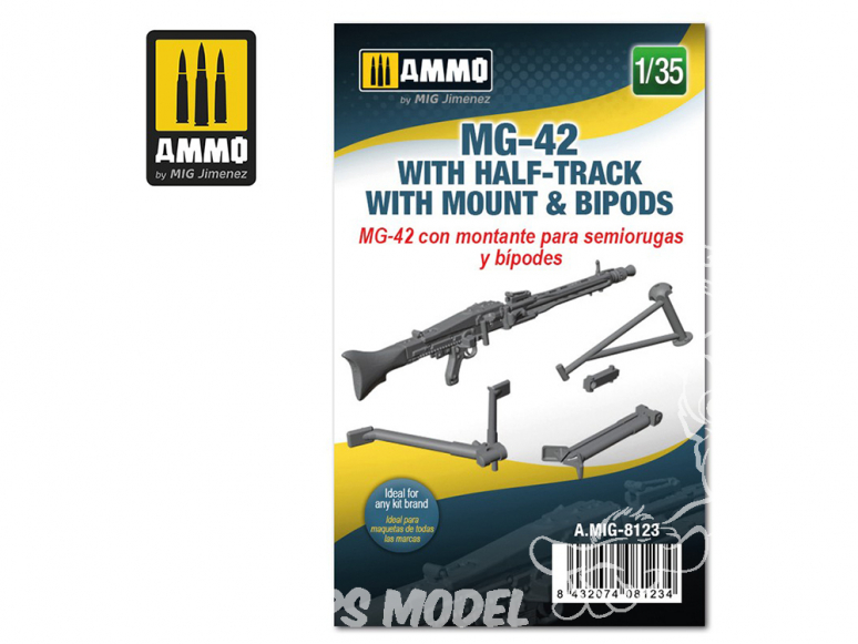 Ammo Mig accessoire 8123 MG-42 avec support Half-Track & Bipied 1/35