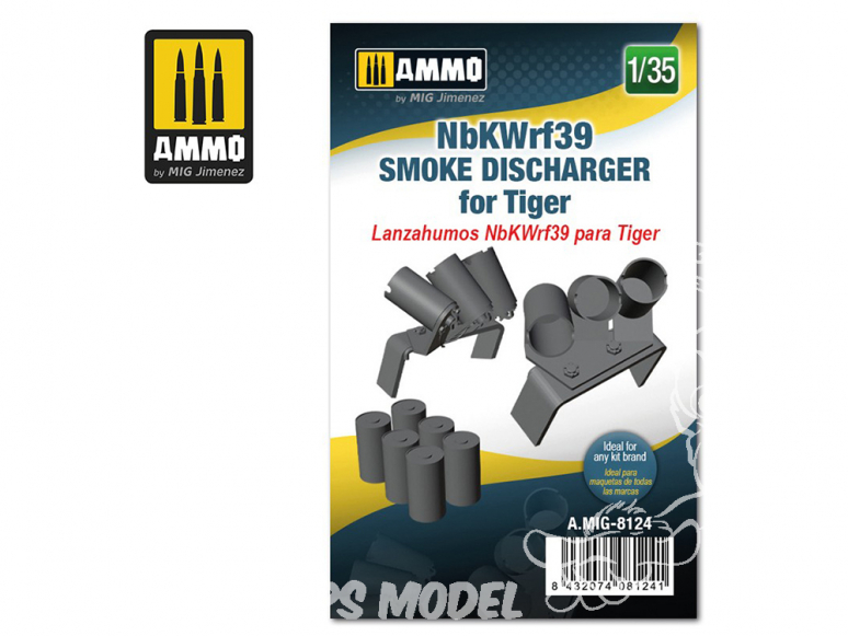 Ammo Mig accessoire 8124 NbKWrf39 Déchargeur de grenandes fumigènes pour Tigre 1/35