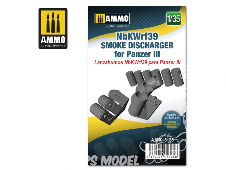 Ammo Mig accessoire 8125 NbKWrf39 Déchargeur de grenandes fumigènes pour Panzer III 1/35