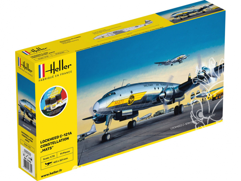 HELLER maquette avion 56382 STARTER KIT C-121A constellation "MATS" 1/72