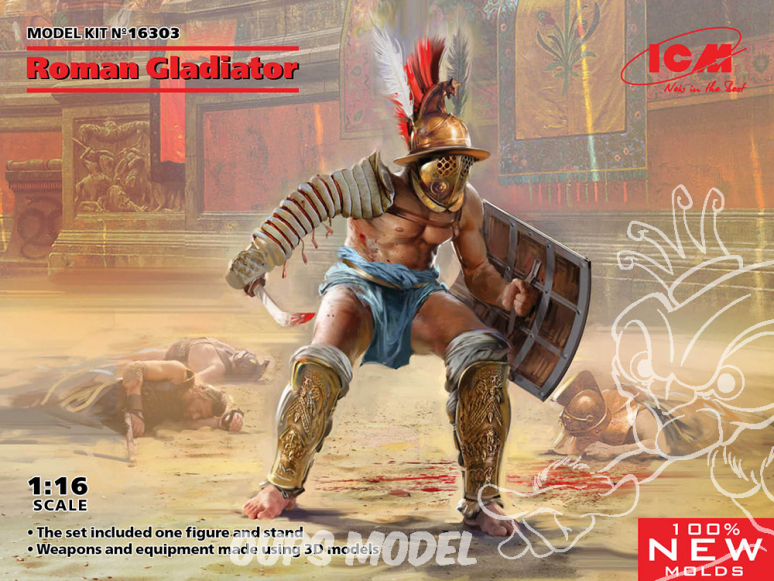 Icm maquette figurine 16303 Gladiateur romain 100% nouveaux moules 1/16