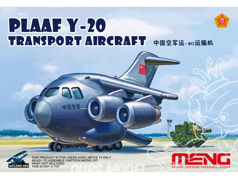 Meng maquette avion MPlane009 PLAAF Y-20 nom de code Kunpeng déploie ses ailes et s'envole