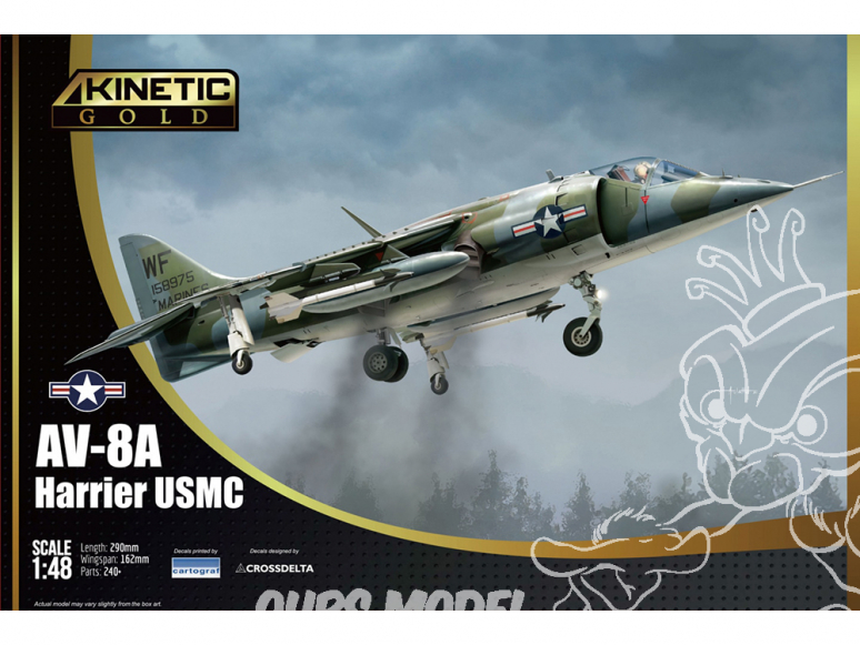 Kinetic maquette avion K48072 AV-8A Harrier USMC Kinetic Gold 1/48