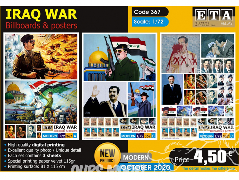 ETA diorama 367 Guerre Iraq Posters et photos Sadam Hussein 1/72