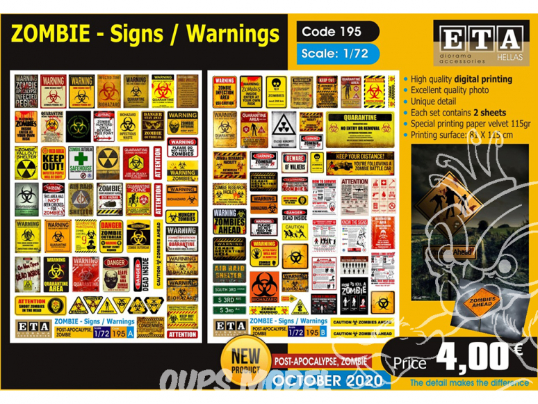 ETA diorama 195 Zombie signes d'avertissement 1/72