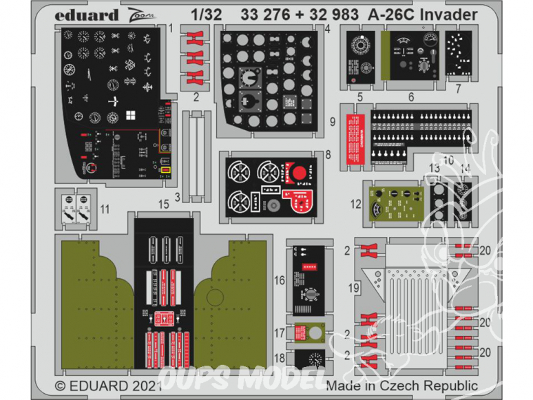 Eduard photodécoupe avion 32983 Intérieur cockpit A-26C Invader Hobby Boss 1/32