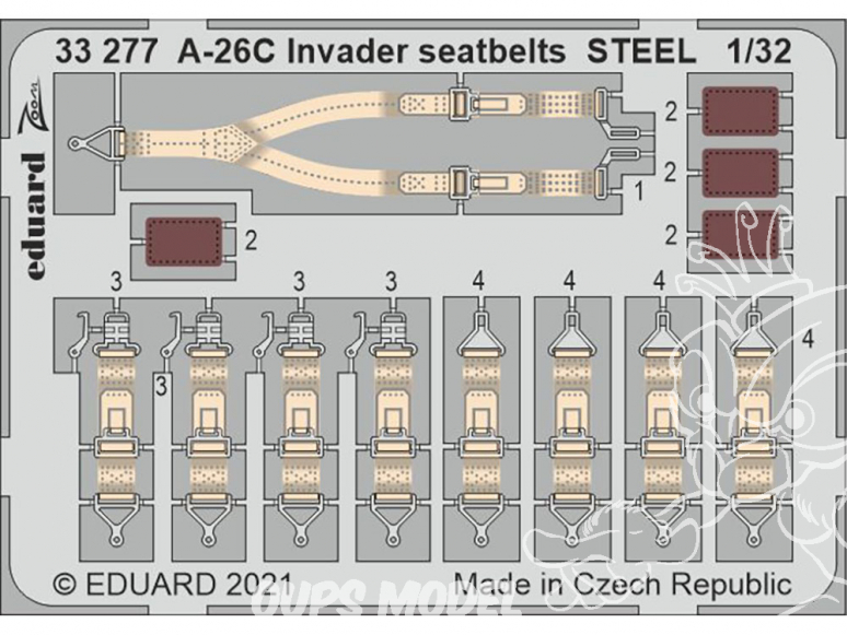 Eduard photodécoupe avion 33277 Harnais métal A-26C Invader Hobby Boss 1/32