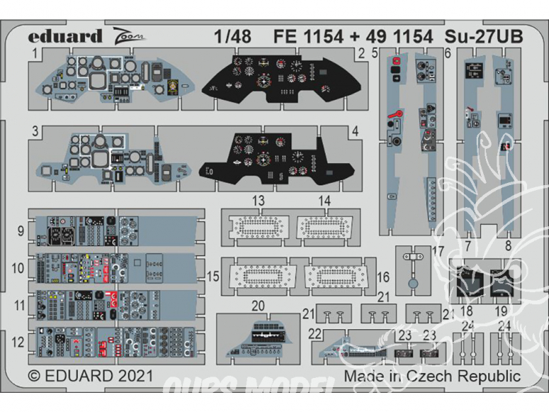 EDUARD photodecoupe avion 491154 Amélioration Sukhoi Su-27UB Great Wall Hobby 1/48