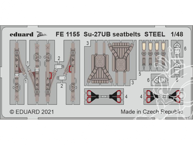 EDUARD photodecoupe avion FE1155 Harnais métal Sukhoi Su-27UB Great Wall Hobby 1/48
