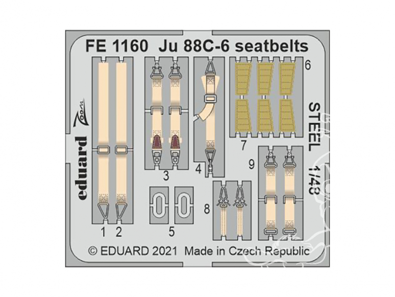 EDUARD photodecoupe avion FE1160 Harnais métal Junkers Ju 88C-6 Icm 1/48