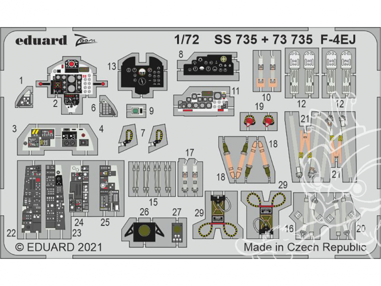 Eduard photodecoupe avion SS735 Zoom amélioration F-4EJ Fine Molds 1/72