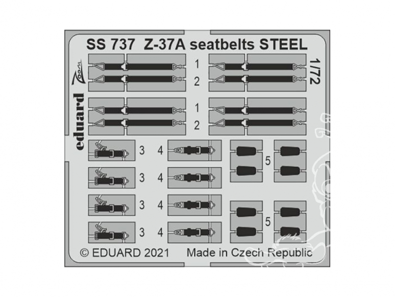 Eduard photodecoupe avion SS737 Harnais métal Z-37A WeekEnd Eduard 1/72