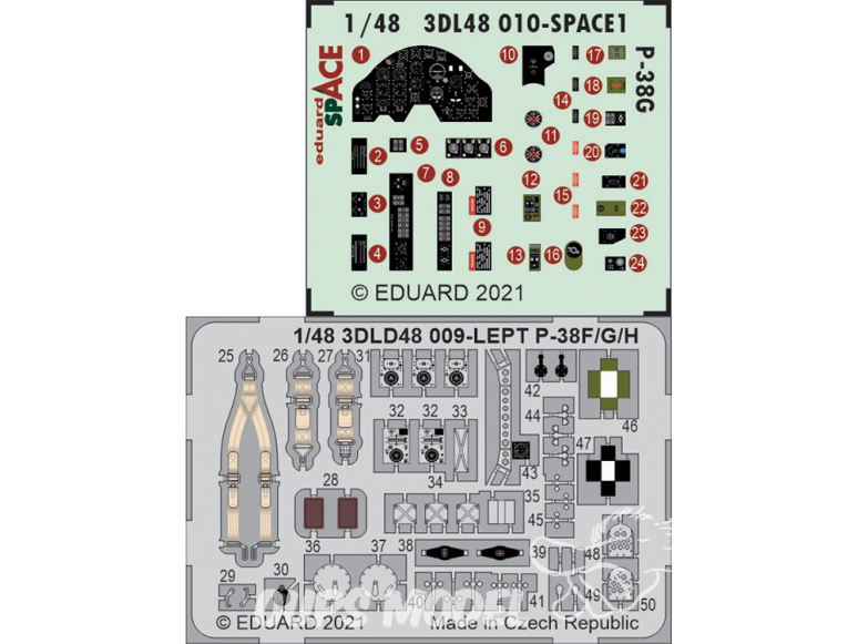 Eduard Space décalques 3D 3DL48009 P-38F Tamiya 1/48