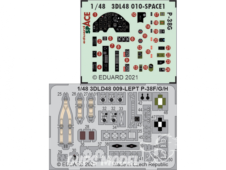 Eduard Space décalques 3D 3DL48010 P-38G Tamiya 1/48