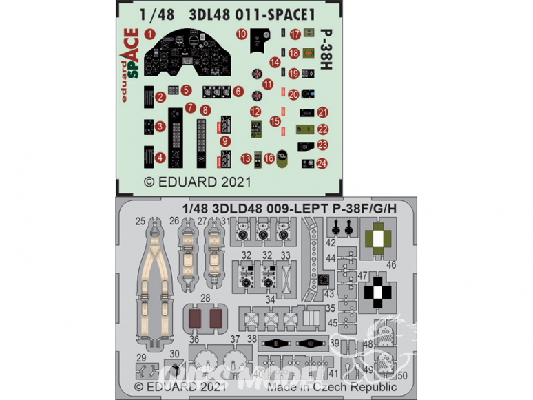 Eduard Space décalques 3D 3DL48011 P-38H Tamiya 1/48