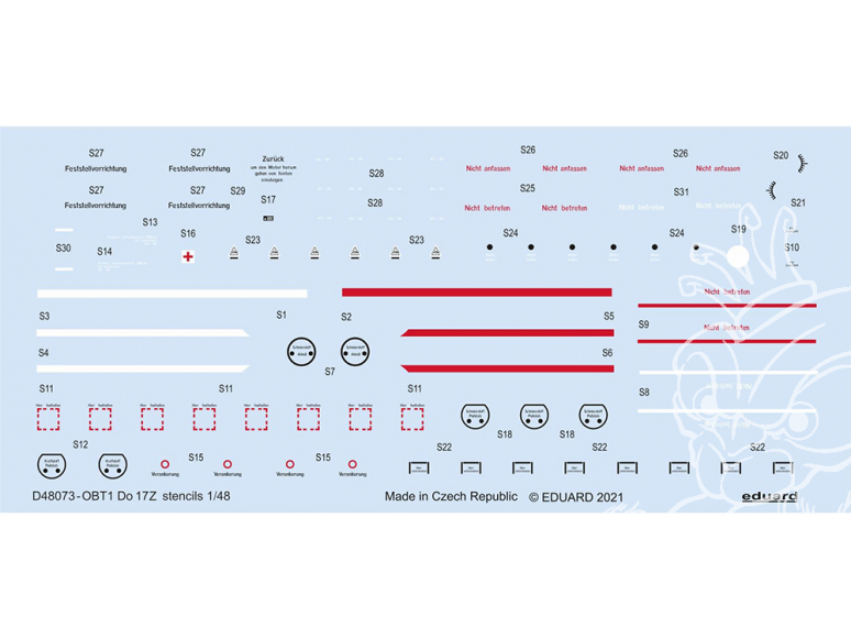 Eduard Decalques avion D48073 Marquages - Stencils Dornier Do 17Z Icm 1/48