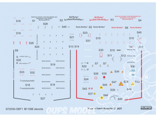 Eduard Decalques avion D72030 Marquages - Stencils Messerschmitt Bf 109E Special Hobby / Tamiya / Airfix 1/72