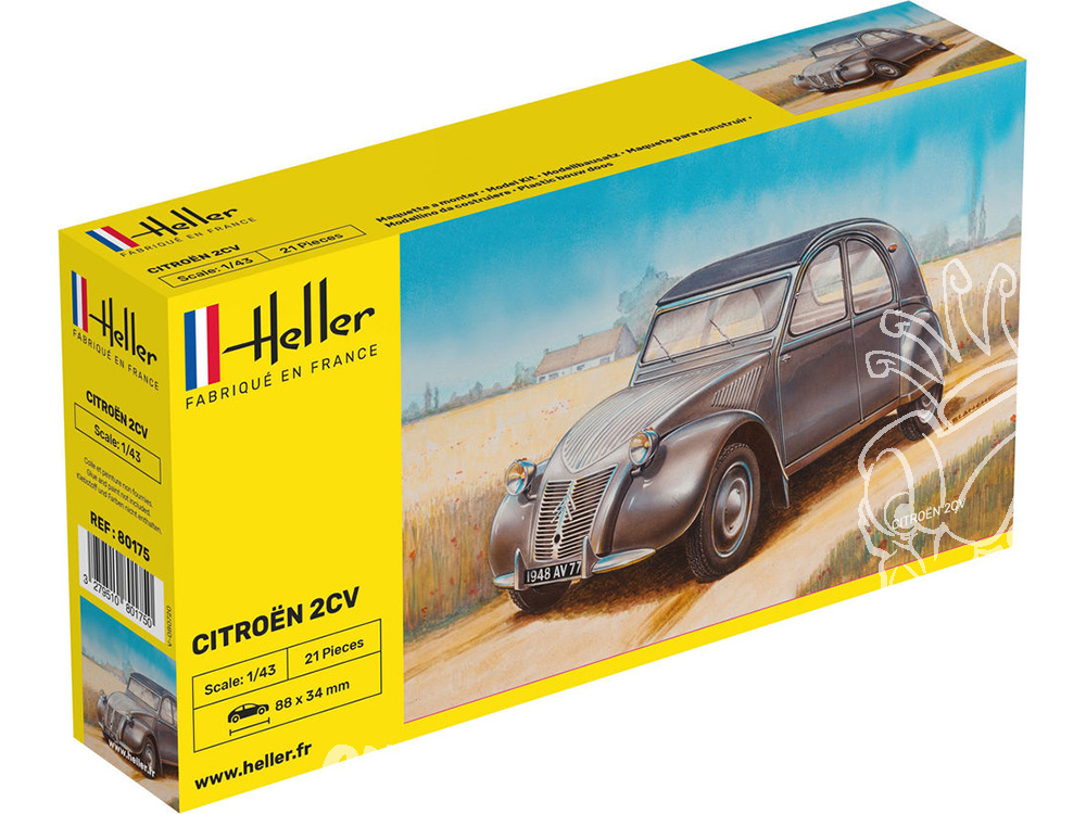 Maquette voiture Heller 1/43 Citroën 2CV Classique 80175