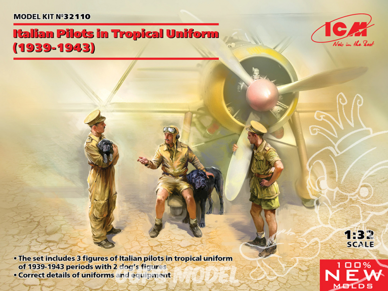 Icm maquette avion 32110 Pilotes italiens en uniforme tropical (1939-1943) 1/32