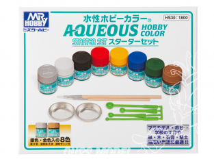 peinture Mr Hobby HS30 Set Mr Hobby Aquaeous hobby color 8 x 10ml + Accessoires