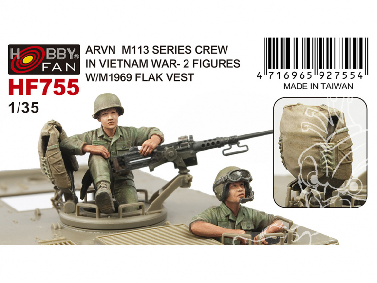 Hobby Fan kit personnages HF755 2 personnages pour M113 de l'armée Vietnam du Sud avec gilet anti-fragmentation M1969 1/35
