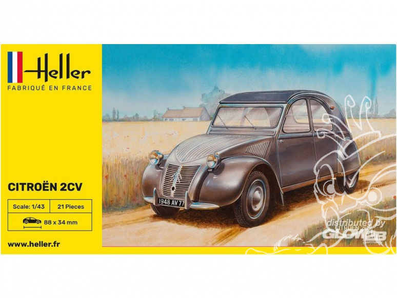Heller maquette voiture 56175 STARTER KIT Citroen 2CV Inclus peintures principale colle et pinceau 1/43