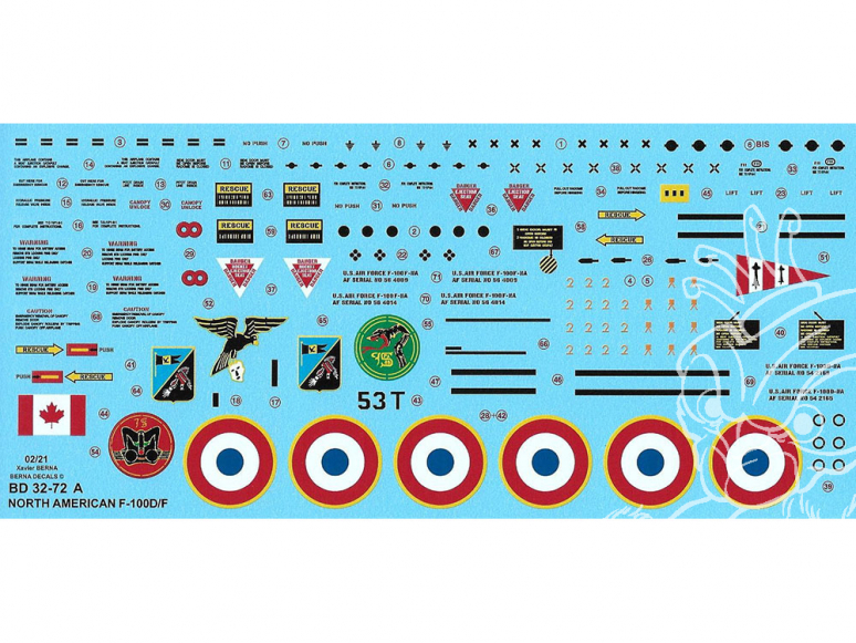 DECALQUES BERNA DECALS BD32-72 North American F-100D/F 1/32